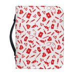 Red And White Nurse Pattern Print Leather Bible Cover