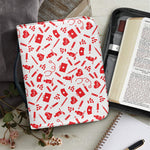 Red And White Nurse Pattern Print Leather Bible Cover