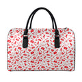 Red And White Nurse Pattern Print Leather Duffel Bag