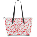 Red And White Nurse Pattern Print Leather Tote Bag With Zipper