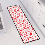 Red And White Nurse Pattern Print Long Kitchen Mat