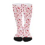 Red And White Nurse Pattern Print Long Socks