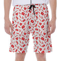 Red And White Nurse Pattern Print Men's Beach Shorts