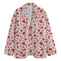 Red And White Nurse Pattern Print Men's Blazer
