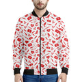 Red And White Nurse Pattern Print Men's Bomber Jacket