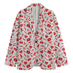 Red And White Nurse Pattern Print Men's Cotton Blazer