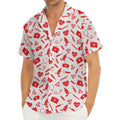 Red And White Nurse Pattern Print Men's Deep V-Neck Shirt