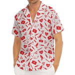 Red And White Nurse Pattern Print Men's Deep V-Neck Shirt