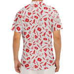 Red And White Nurse Pattern Print Men's Deep V-Neck Shirt