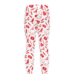 Red And White Nurse Pattern Print Men's leggings