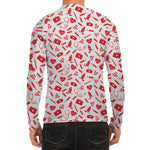 Red And White Nurse Pattern Print Men's Long Sleeve Rash Guard