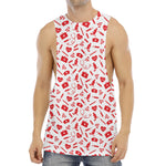 Red And White Nurse Pattern Print Men's Muscle Tank Top