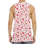 Red And White Nurse Pattern Print Men's Muscle Tank Top