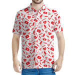 Red And White Nurse Pattern Print Men's Polo Shirt