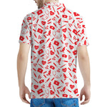 Red And White Nurse Pattern Print Men's Polo Shirt