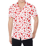 Red And White Nurse Pattern Print Men's Shirt