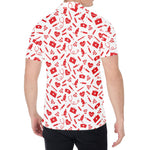 Red And White Nurse Pattern Print Men's Shirt