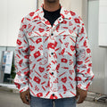 Red And White Nurse Pattern Print Men's Shirt Jacket