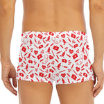 Red And White Nurse Pattern Print Men's Short Boxer Briefs
