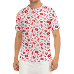 Red And White Nurse Pattern Print Men's Short Sleeve Rash Guard