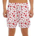 Red And White Nurse Pattern Print Men's Split Running Shorts