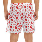 Red And White Nurse Pattern Print Men's Split Running Shorts
