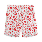 Red And White Nurse Pattern Print Men's Sports Shorts