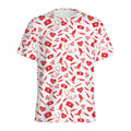 Red And White Nurse Pattern Print Men's Athletic T-Shirt