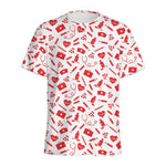 Red And White Nurse Pattern Print Men's Sports T-Shirt