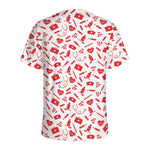 Red And White Nurse Pattern Print Men's Sports T-Shirt