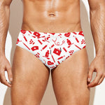Red And White Nurse Pattern Print Men's Swim Briefs