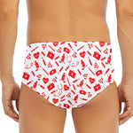 Red And White Nurse Pattern Print Men's Triangle Swim Briefs