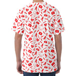 Red And White Nurse Pattern Print Men's Velvet T-Shirt