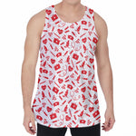 Red And White Nurse Pattern Print Men's Velvet Tank Top