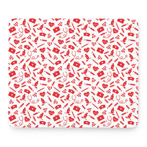 Red And White Nurse Pattern Print Mouse Pad