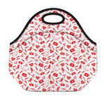 Red And White Nurse Pattern Print Neoprene Lunch Bag