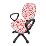 Red And White Nurse Pattern Print Office Chair Cover