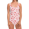 Red And White Nurse Pattern Print One Piece Swimsuit