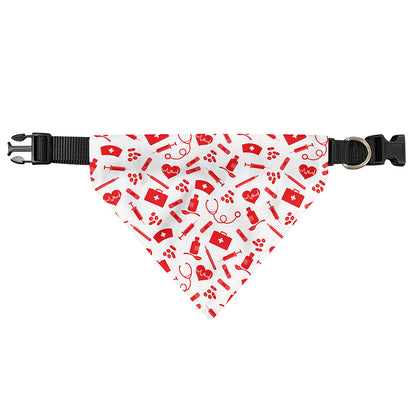 Red And White Nurse Pattern Print Over The Collar Dog Bandana