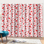 Red And White Nurse Pattern Print Pencil Pleat Curtains