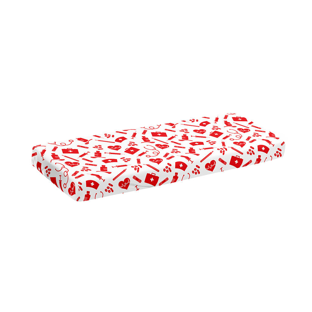 Red And White Nurse Pattern Print Piano Keyboard Cover