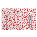 Red And White Nurse Pattern Print Placemat