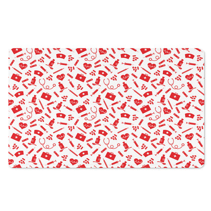 Red And White Nurse Pattern Print Polyester Doormat