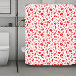Red And White Nurse Pattern Print Polyester Shower Curtain