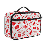 Red And White Nurse Pattern Print Portable Lunch Bag