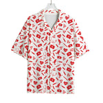 Red And White Nurse Pattern Print Rayon Hawaiian Shirt