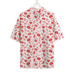Red And White Nurse Pattern Print Rayon Hawaiian Shirt