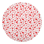 Red And White Nurse Pattern Print Round Blanket