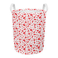 Red And White Nurse Pattern Print Round Laundry Basket