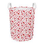 Red And White Nurse Pattern Print Round Laundry Basket